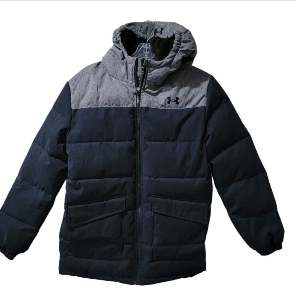 Under Armour youth Large hooded  insulated jacket gray black *